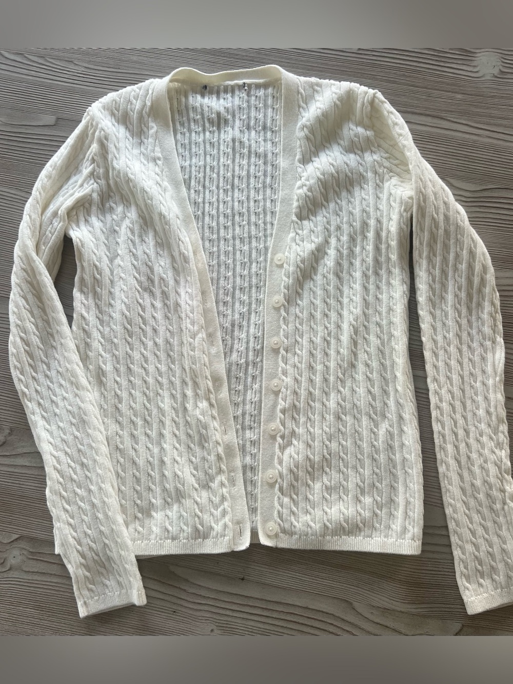 Brandy Melville Cream Cable-Knit Button Cardigan